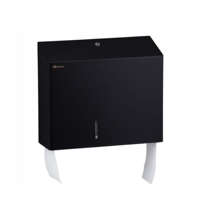 Suport pentru hartie igienica Merida STELLA DUO BLACK LINE, negru, 28,5x23,3cm, cu suport pentru restul rolei