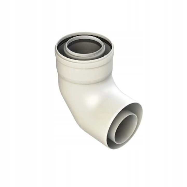 Fittings, Almeva, szűkítő könyök 80/125 x 60/100, koncentrikus rendszer, fehér