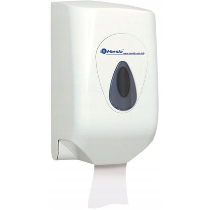 Dispenser pentru prosoape de hartie in rola, Merida, alb, 33x17x17.5cm, cu fereastra gri