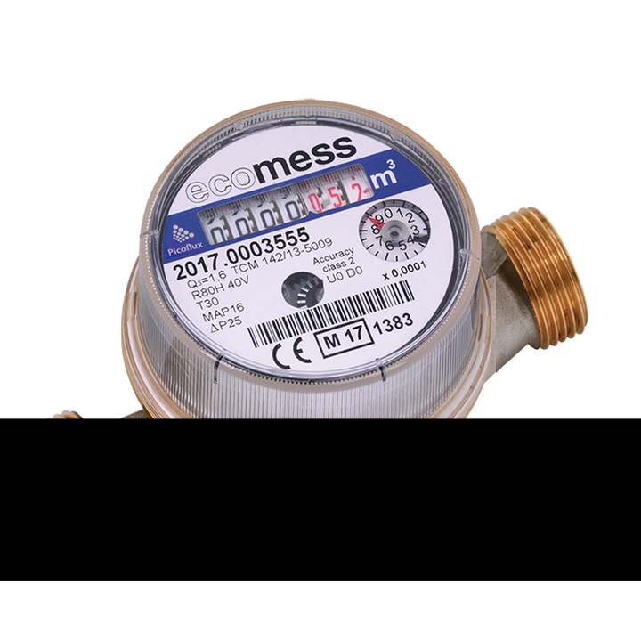Ecomess vízmérő DN20, 3/4", hideg vízhez, 4m³/h, függőleges vagy vízszintes beépítés