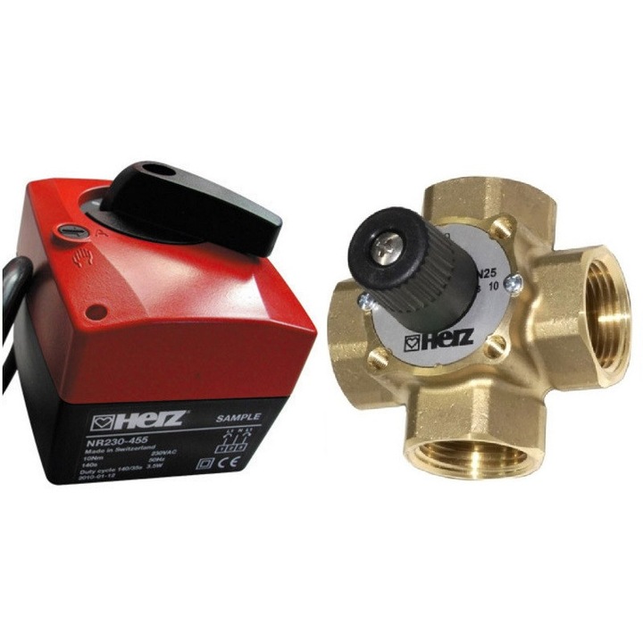 Négyutas keverőszelep, Herz, 5/4", 10 Nm, 230 V AC