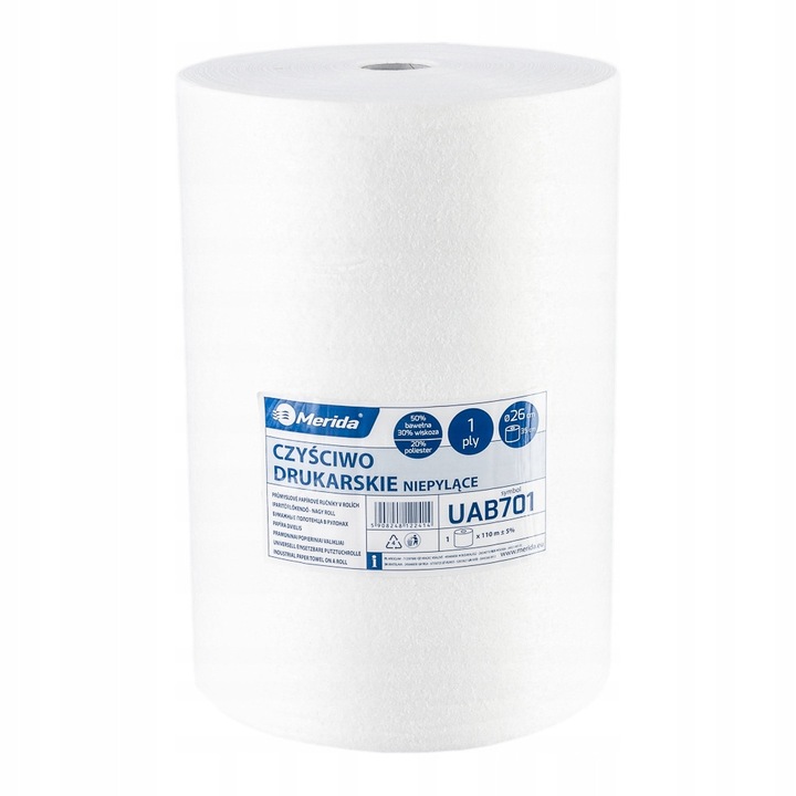 Rola Prosoape de hartie pentru imprimanta, Merida, 1 strat, 26cm, 110m, alb