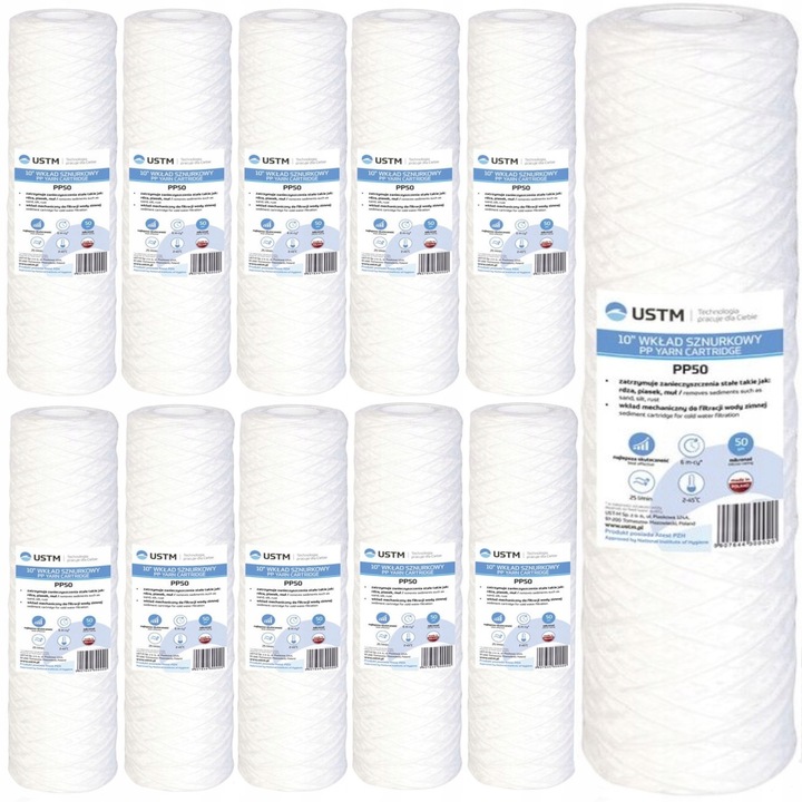 Filtru de apa, UST-M, wklad snurkowy 50 mikron, set 20 bucati, 25x5,5cm