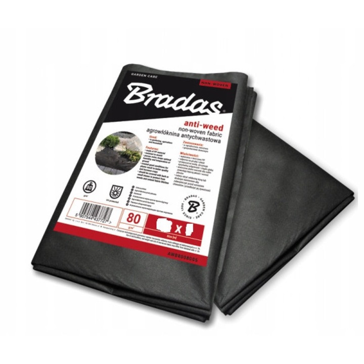 Agrotkanina Bradas 80g, 3,2x10m, neagra, set anti-chiasuri