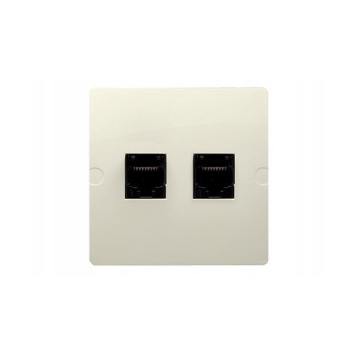 Gniazdo computer RJ45 dublu Simon Basic, 5e, bej, 67x67x31mm