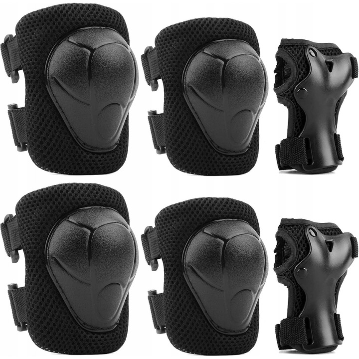 Set 6 Ochranitei pentru copii, Jim's Store, negru, pentru genunchi, coate si incheieturi