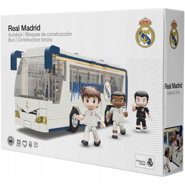 Zestaw de constructie Autobus Real Madrid, 488 elemente, 3 figurine, 11x30x10cm