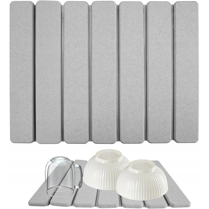 Mata ociekowa pentru vase, material imitatie piatra, rapid uscata, pliabila, 40x50cm