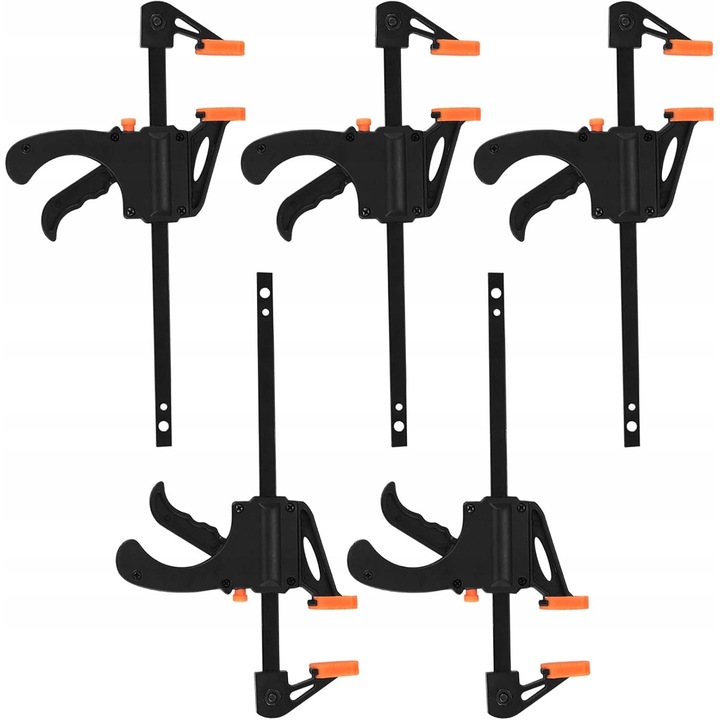 Set 5 cleme rapide cu surub, 10cm, pentru lemn si metal