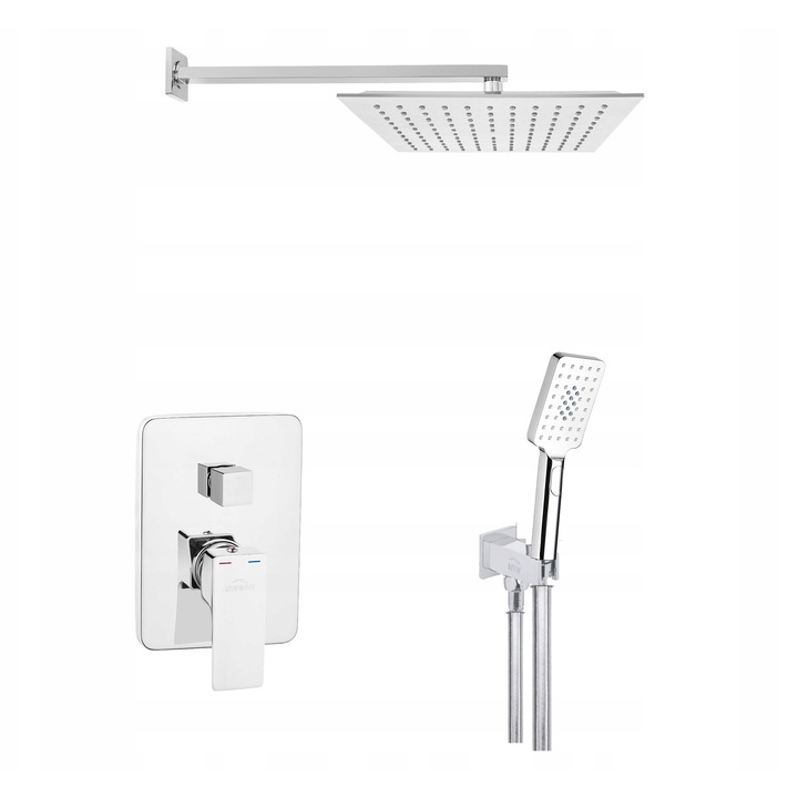 Set de dus INVENA Nyks, baterie 2-functionala, crom, 25x25cm, 40cm