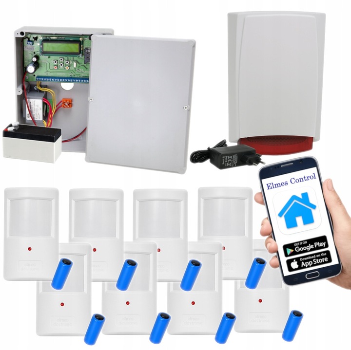 Комплект безжична аларма Elmes CBP32S, 8 сензора PTX50, външен сензор WSS, GSM, 12V
