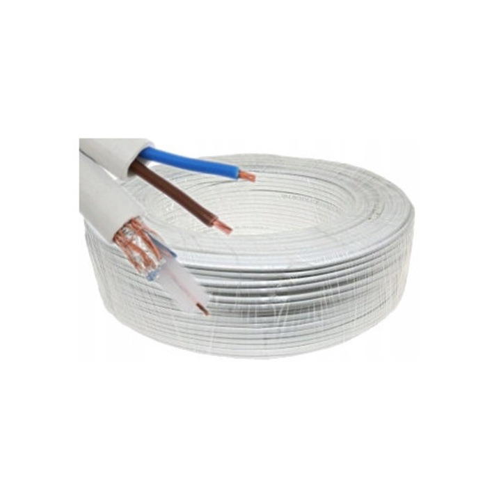 Cablu pentru monitorizare, ELEKTROKABEL, K-60 + 2 x 0,5mm, 50m, 75Ω, PVC