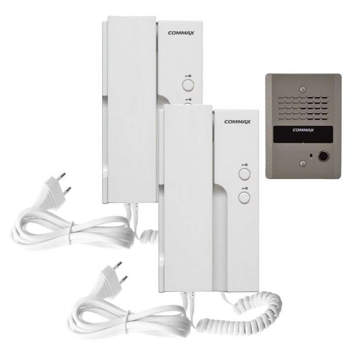 Set interfon Commax, cu 2 unifonuri DP-2HPR 230V, DR-2GN, alb
