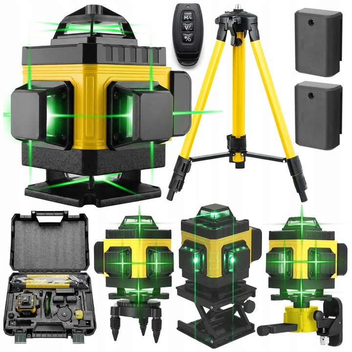 Nivela laser 4D 16 linii 360, ARSA GO, set complet cu stativ, acumulatori si aplicatie, verde, 12x10x13.5cm