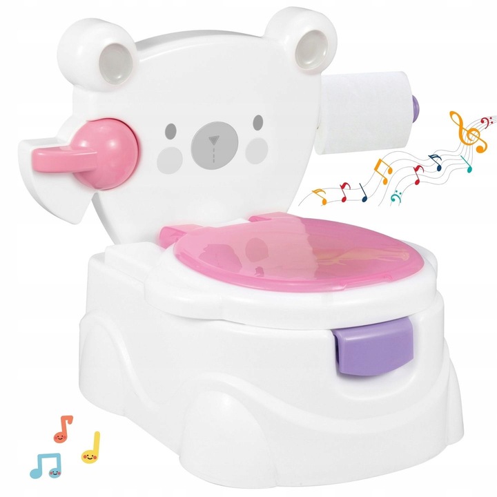 Nocnik educational interactiv 3 in 1, alb cu roz, cu functie sonora, set