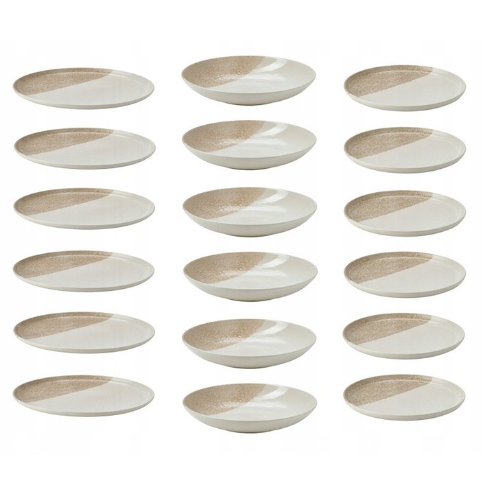 Set masa IKEA KRUSTISTEL, 18 piese, 6 persoane, bej, 25x19x20cm