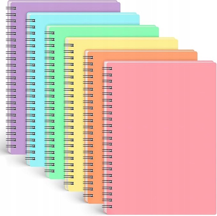 Set 6 Caiete A5 Colorate, 80 Pagini, Spirala