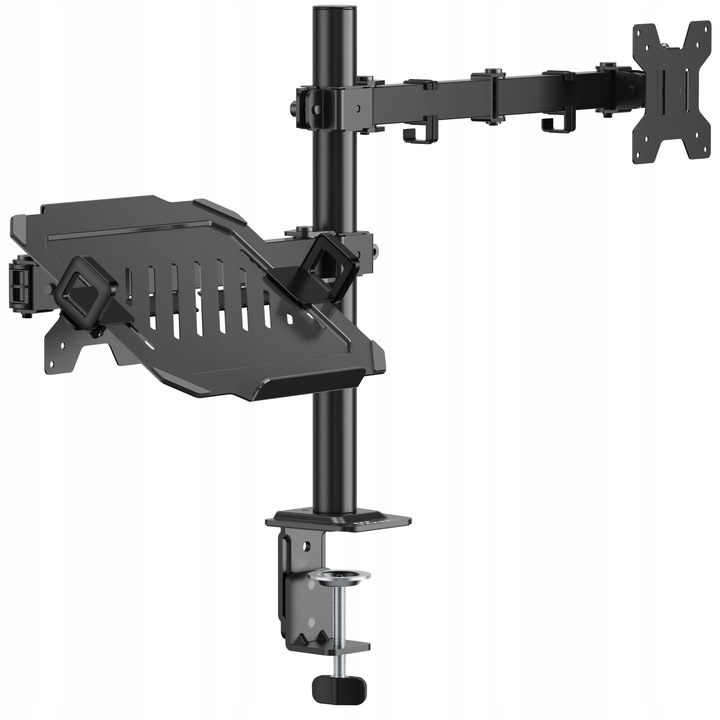 Suport monitor laptop 2in1 TAMDEL, reglabil, rotativ, negru
