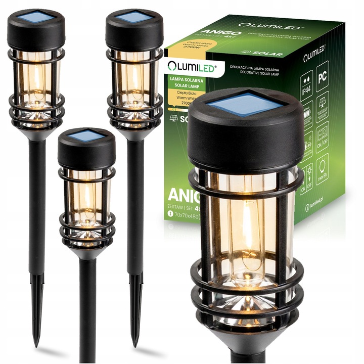 Комплект 4 соларни LED лампи Lumiled 2700K за вграждане