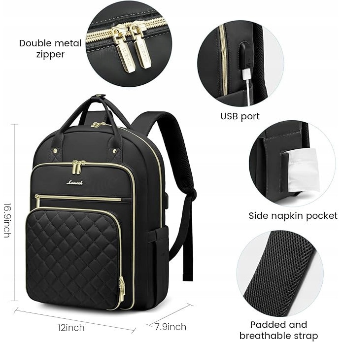 Rucsac laptop 15,6", LOVEVOOK, waterproof, multe compartimente, negru