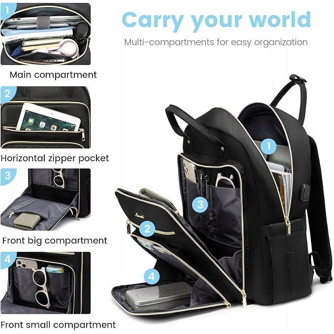 Rucsac laptop 15,6", LOVEVOOK, waterproof, multe compartimente, negru