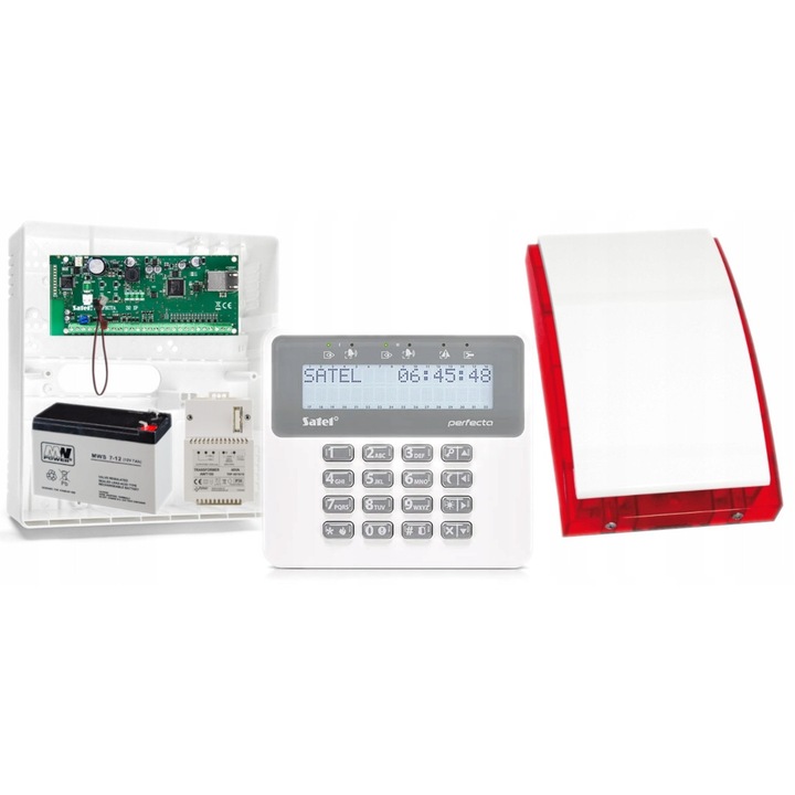 Sistem de alarma Perfecta-IP 32, SATEL, 8-32 intrari, 4-12 iesiri, cu modul Ethernet, set complet