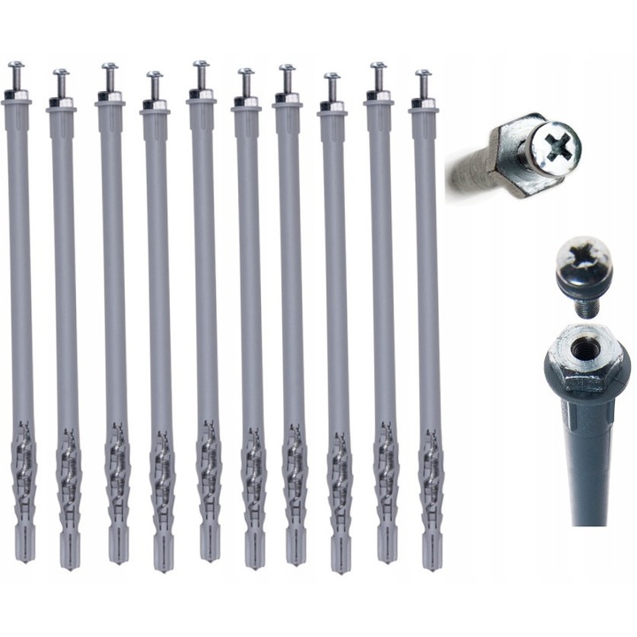 Set de 10 dibluri Ebolt EBZ 12x260 pentru montaj pe elevatii cu izolatie, M5, polipropilena, otel zincat