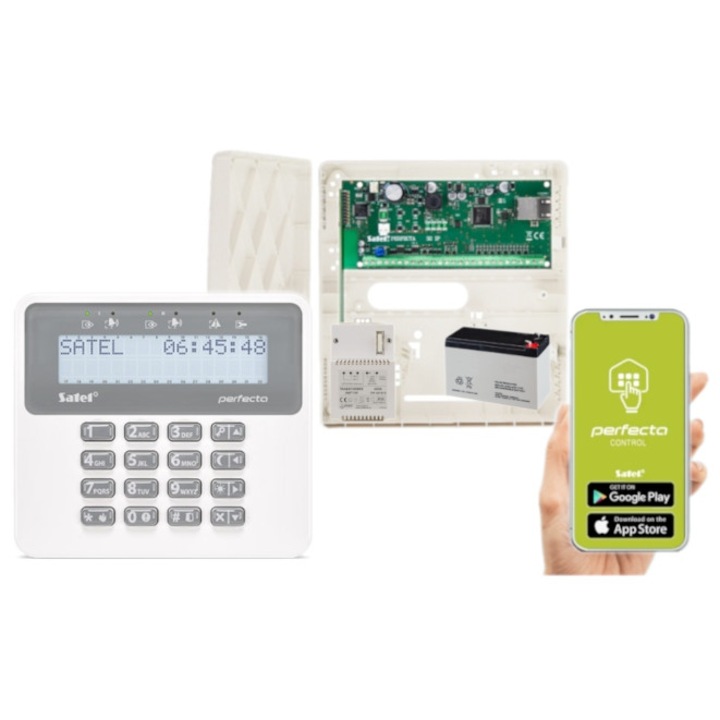 Комплект аларма Perfecta-IP 32, SATEL, 8-32 входа, Ethernet модул, 2 зони, 12V, 7Ah