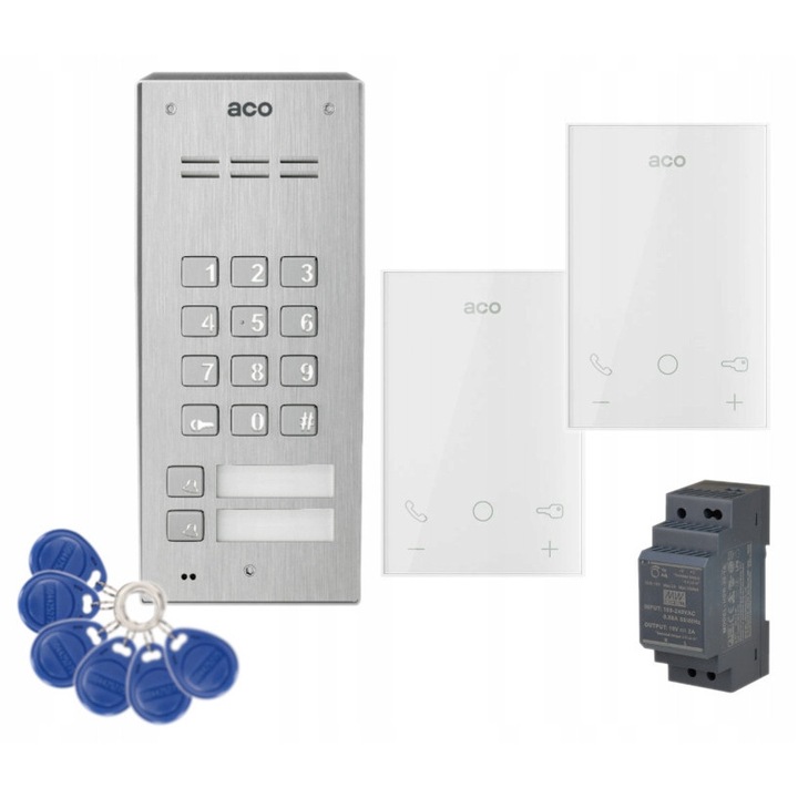 Interfon ACO 2-rodzinny, RFID, 15V, 174,8x67,8mm