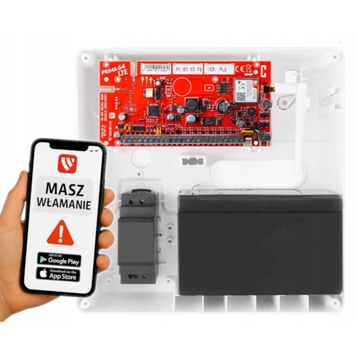 Genevo PRiMA64LTE riasztórendszer, 6 Bosch érzékelő, LCD panel, LTE kommunikáció, szett