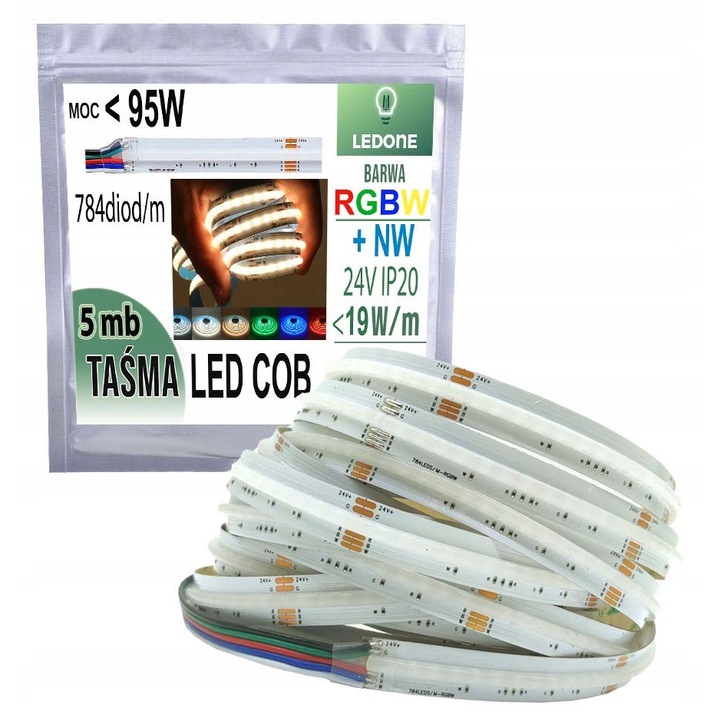 Benza LED COB 784 diodi, LED-ONE, RGBW + NW, 12mm, 5m, 24V