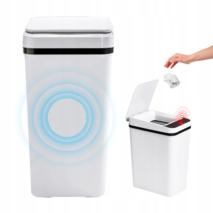 Cos de gunoi automat cu senzor, 12L, alb, dimensiuni 24x16x29,5cm