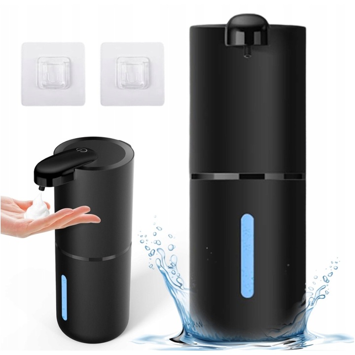 BEDEE automata szappanadagoló, 4 szint, USB töltés, 380ml kapacitás, fekete szín, méretek 75x205mm