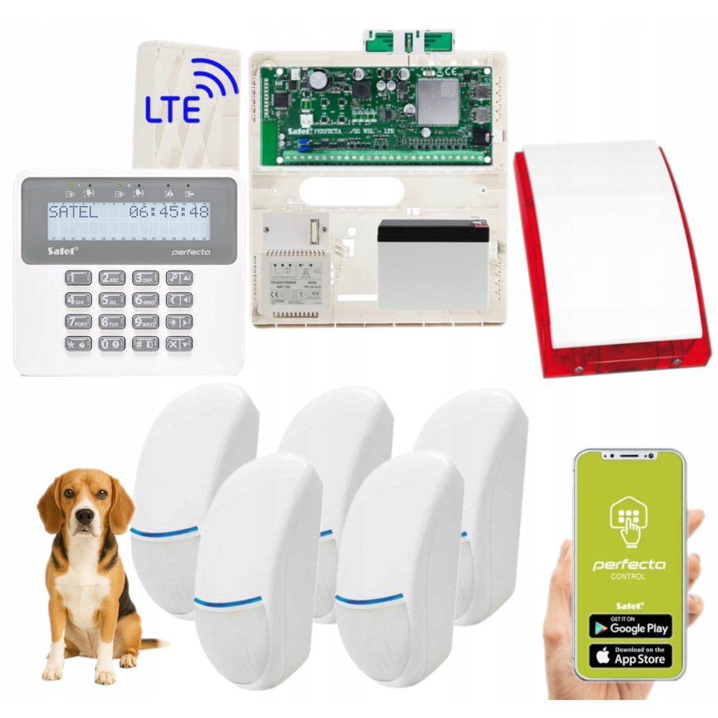 Sistem alarma Satel Perfecta 32 LTE, set 5 senzori Bingo Plus ...