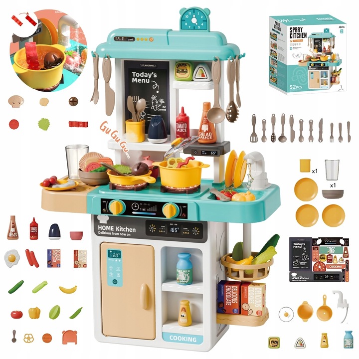 Bucatarie interactiva pentru copii, Active Hobby, 52 elemente, albastra, 68cm