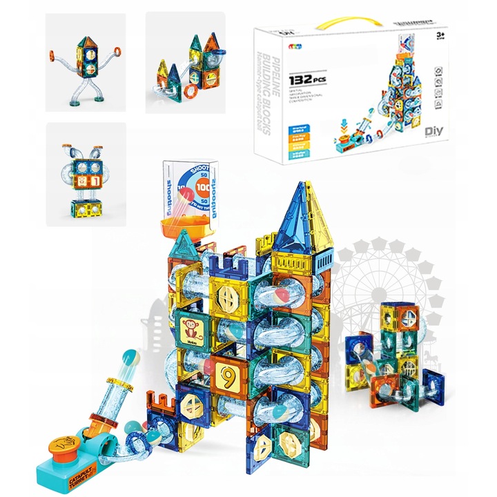 Set de constructie 3D, Active Hobby, 132 piese, plastic, pentru copii 3 ani+
