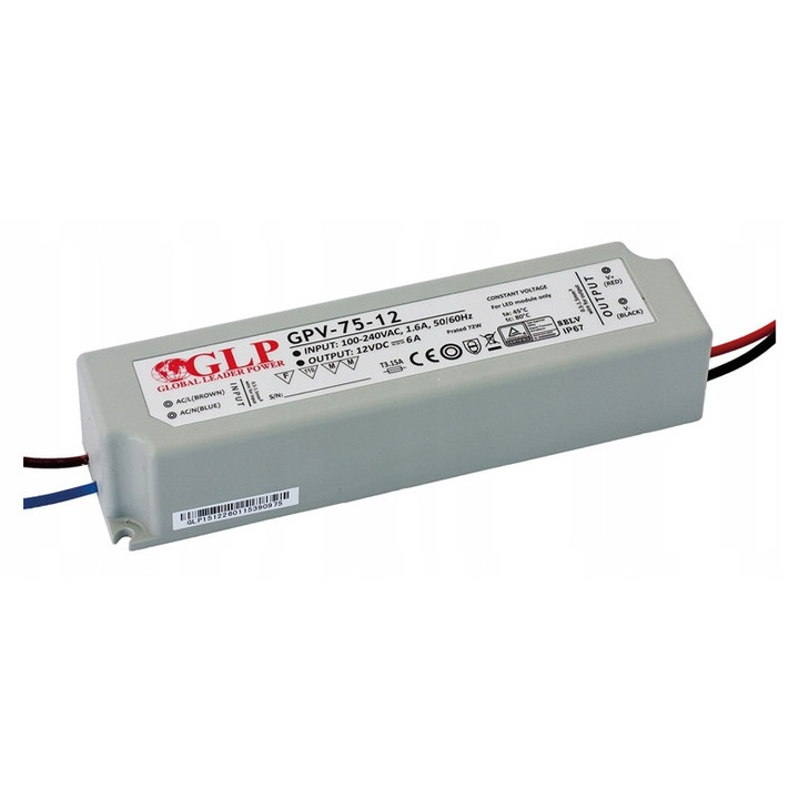 Захранване 12 V DC за LED лента, LED ленти, LED лампи 6 A 72 W IP67 Издръжливо