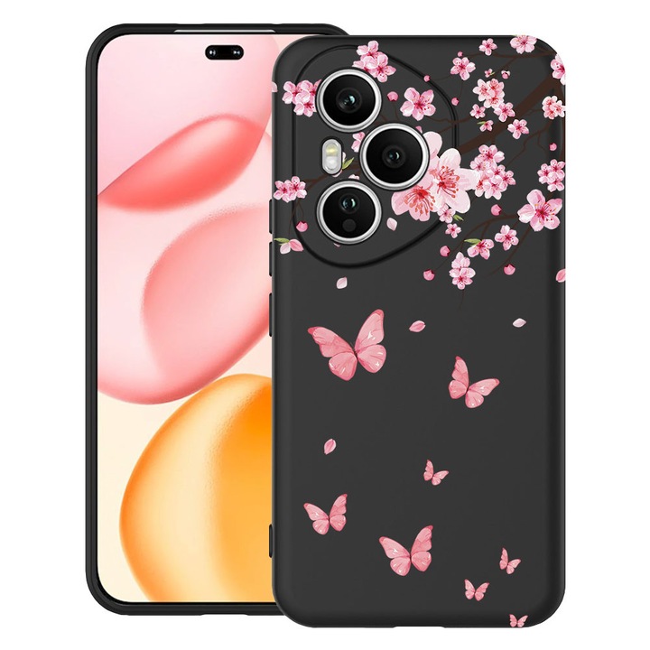 BestCase® Husa TPU Ultra Slim Compatibila cu OPPO Reno13, Pink Cherry Blossom & Butterflies, 2052043 B 2045