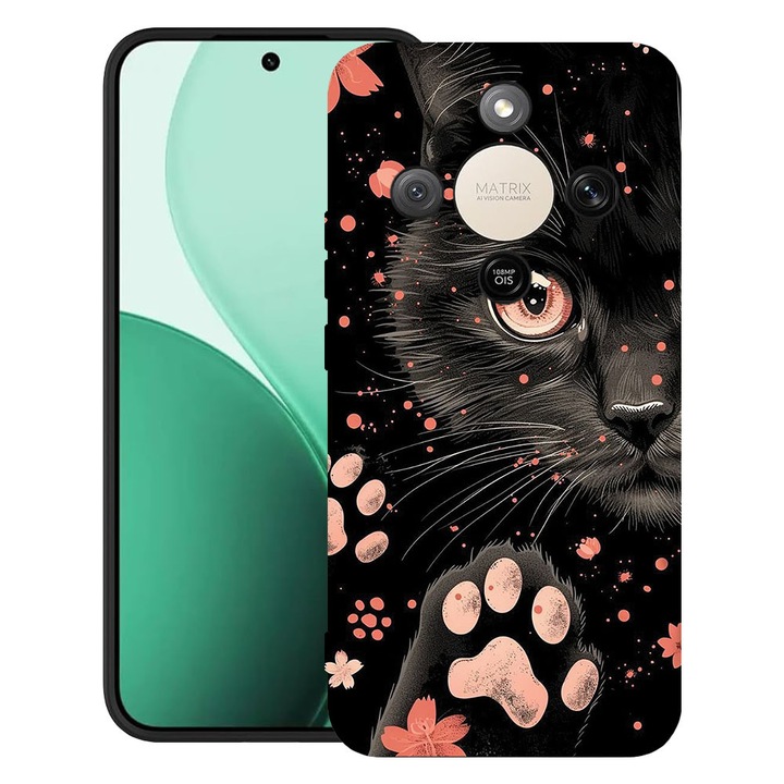 BestCase® Husa TPU Ultra Slim Compatibila cu Honor Magic 8 Lite / X9d / X70, Black Cat, 3129184 B 2014