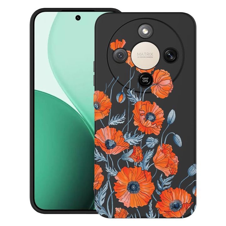 BestCase® Husa TPU Ultra Slim Compatibila cu Honor Magic 8 Lite / X9d / X70, Floral - Minimalist Poppy, 3129184 B 2057