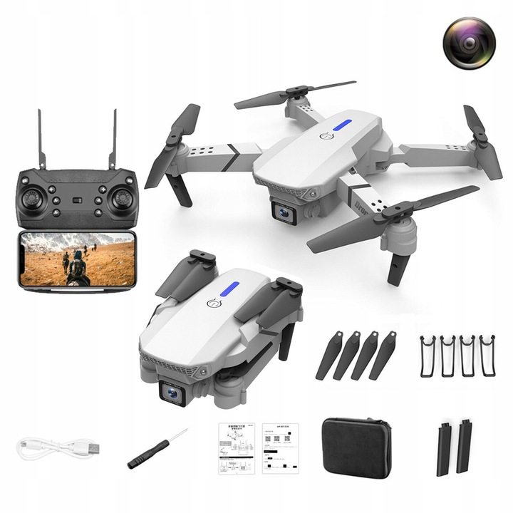 Сгъваем дрон BEDEE LS-E525 с 4K камера, бял, 25x20x5.5см, пълен комплект