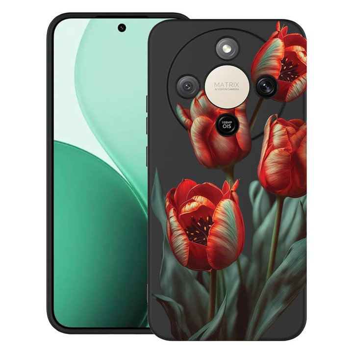 BestCase® Husa TPU Ultra Slim Compatibila cu Honor Magic 8 Lite / X9d / X70, Floral - Red Tulip, 3129184 B 2087