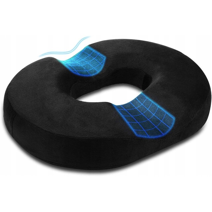 Perna donut, cu husa din velur, forma ergonomica