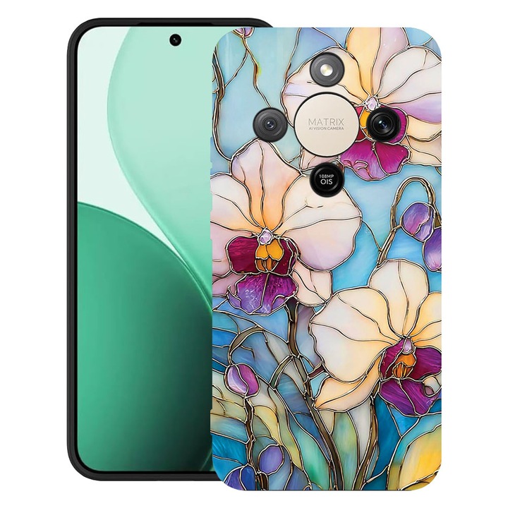 BestCase® Husa TPU Ultra Slim Compatibila cu Honor Magic 8 Lite / X9d / X70, Floral - Stained Glass Orchid, 3129184 B 2061