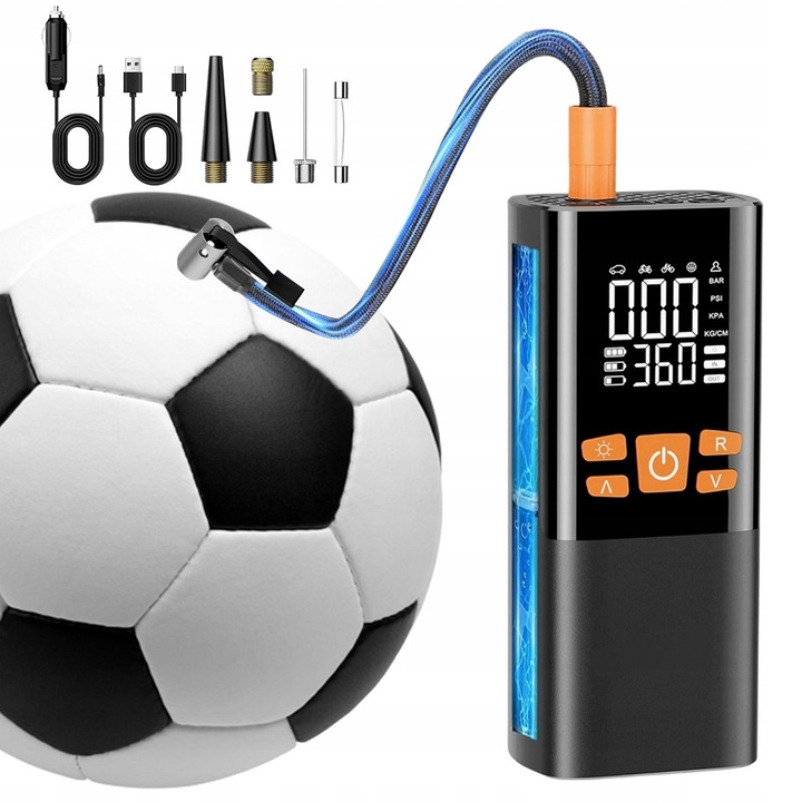 Pompa de umflat electrica mobila 150PSI, 5 moduri de pompare, LED