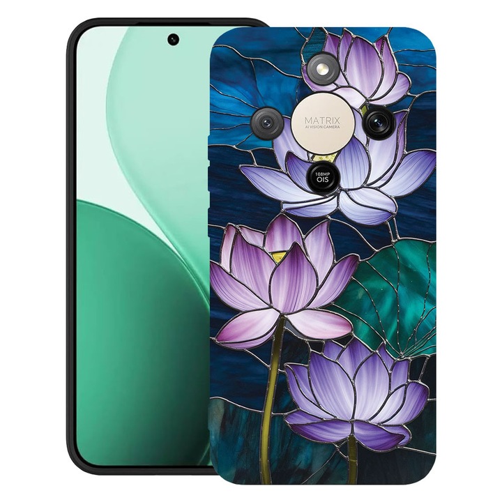 BestCase® Husa TPU Ultra Slim Compatibila cu Honor Magic 8 Lite / X9d / X70, Floral - Stained Glass Lotus, 3129184 B 2072