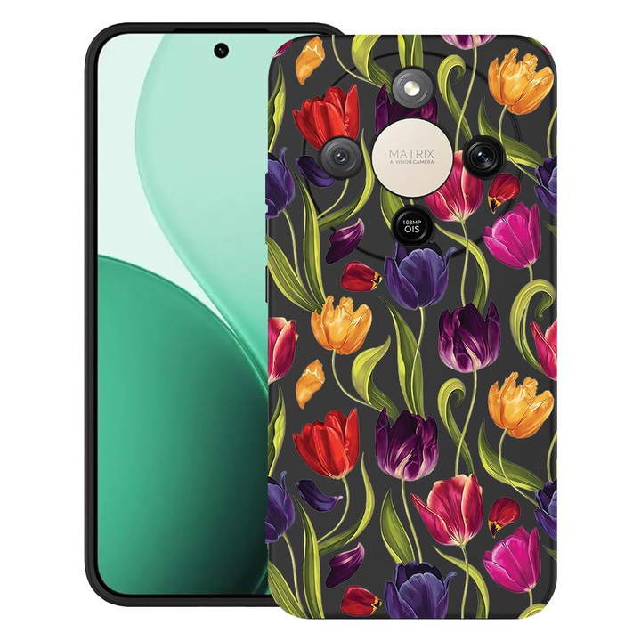 BestCase® Husa TPU Ultra Slim Compatibila cu Honor Magic 8 Lite / X9d / X70, Floral - Tulip Pattern, 3129184 B 2084