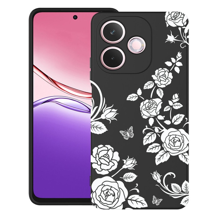BestCase® Husa TPU Ultra Slim Compatibila cu OPPO A5 Pro, Floral -Black Rose, 2052045 B 2036