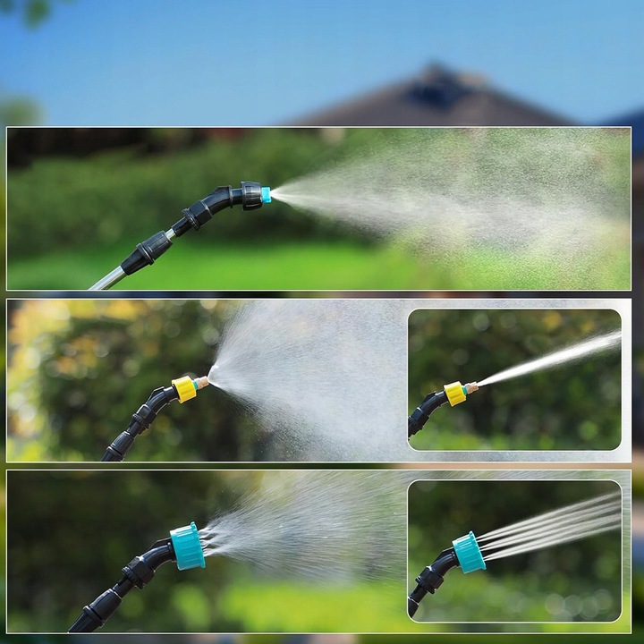 Opryskiwacz electric 8L, 3 duze, culoare albastru deschis, set complet