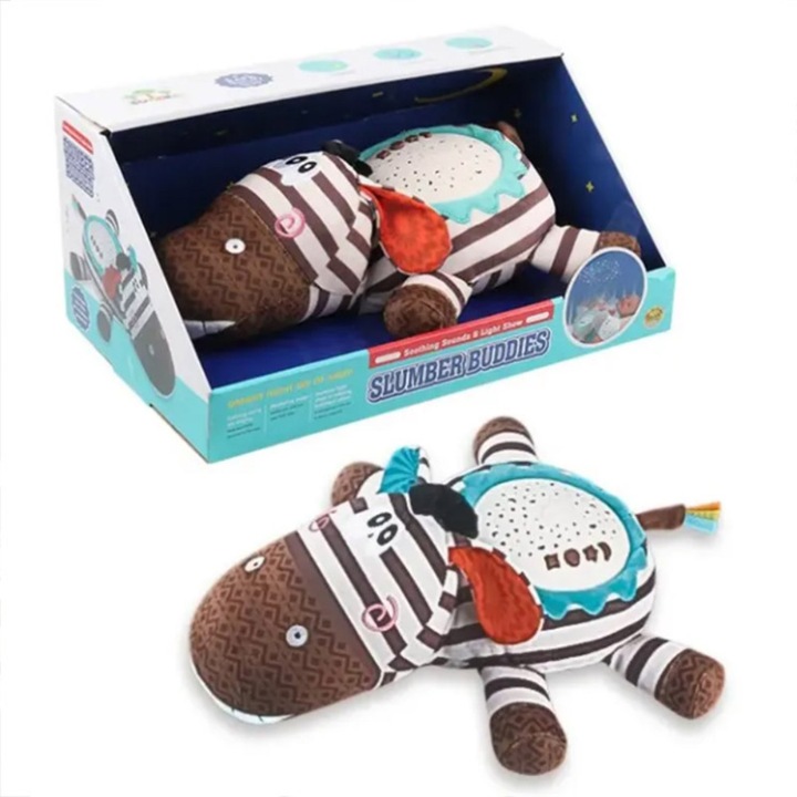 Jucarie cu Proiector Stele Zebra Plus, 21 Melodii de Leagan si 4 Sunete Naturale pentru Bebelusi 6 Luni+ – Ludiro Slumber Buddies